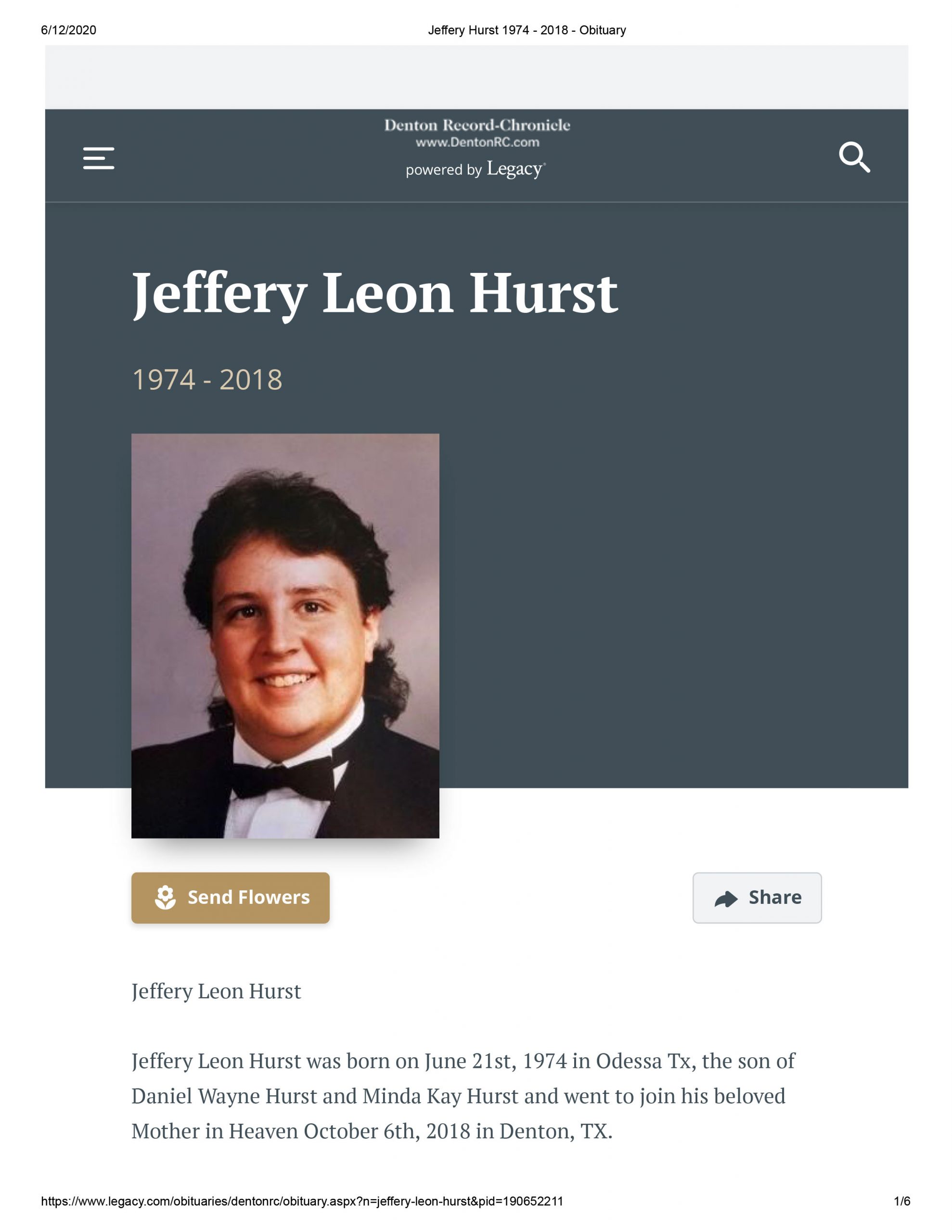 Jeffery Hurst 1974 - 2018 - Obituary-1